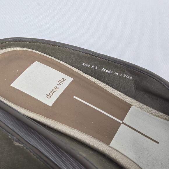 Dolce Vita Gram Mule Slides Gray Horsebit 8.5 Croc Embossed Leather Flats - Picture 3 of 10